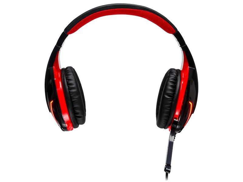 SŁUCHAWKI Z MIKROFONEM GRACZA GAMINGOWE DO GRY LED Kolor czarny