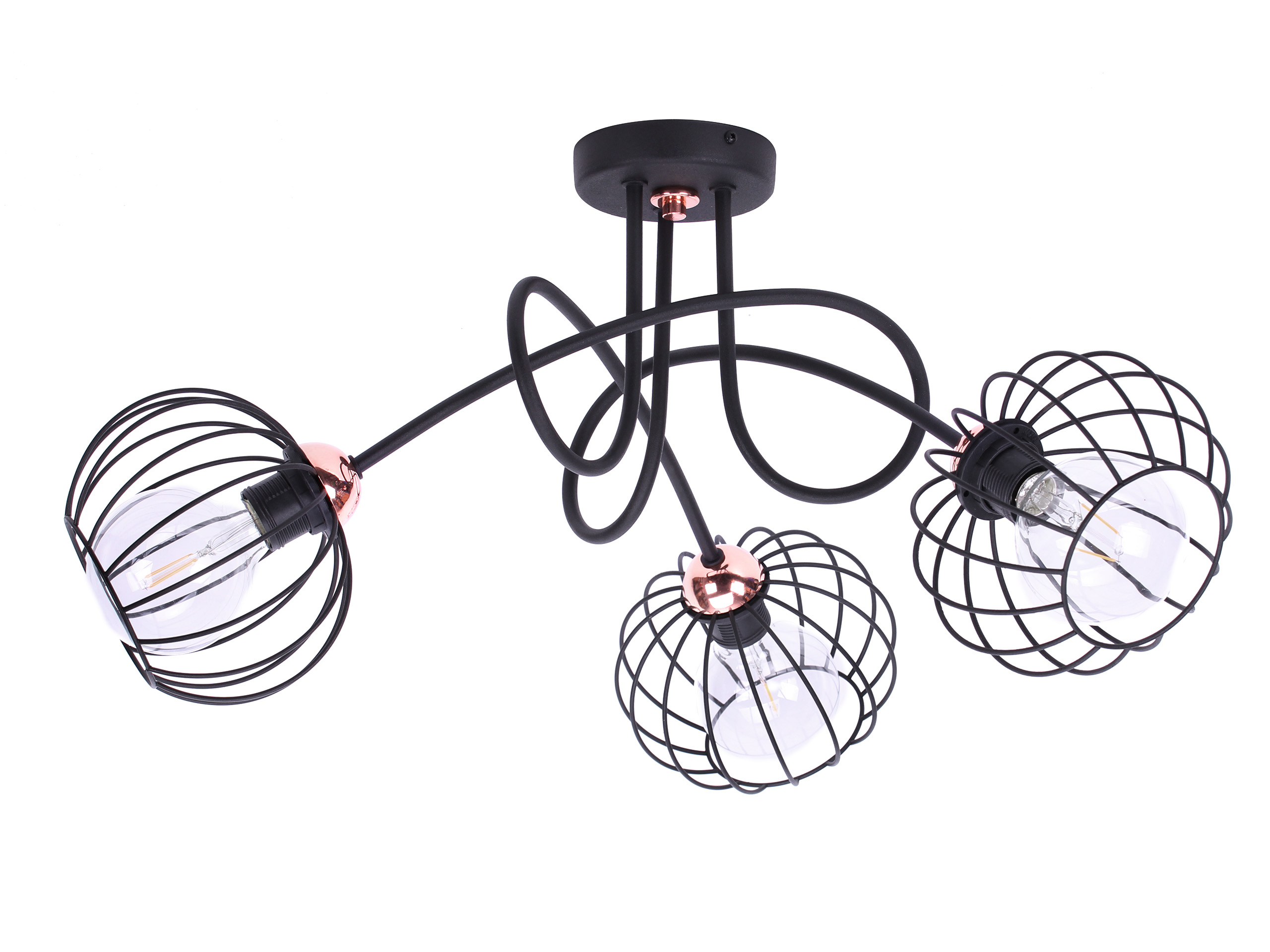 Závesná Stropná Lampa Luster Retro Loft Meď Drôt Trojitá Čierna