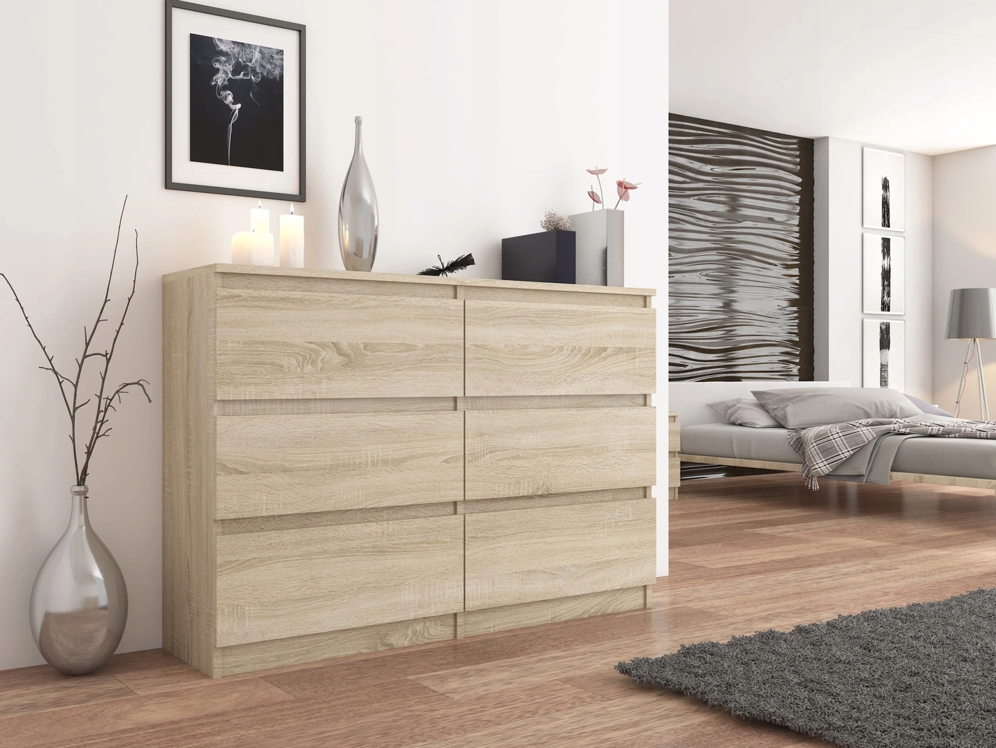 KOMODA 120CM SZAFKA 6 SZUFLAD SONOMA R120 Kod producenta M6 120 SONOMA MATKAM