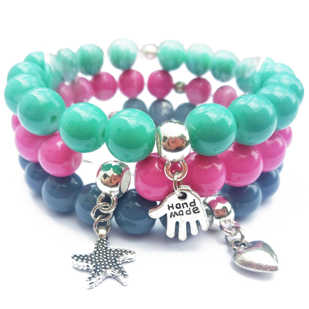 

Zestaw Bransoletek 3szt Charms Perełki Koraliki