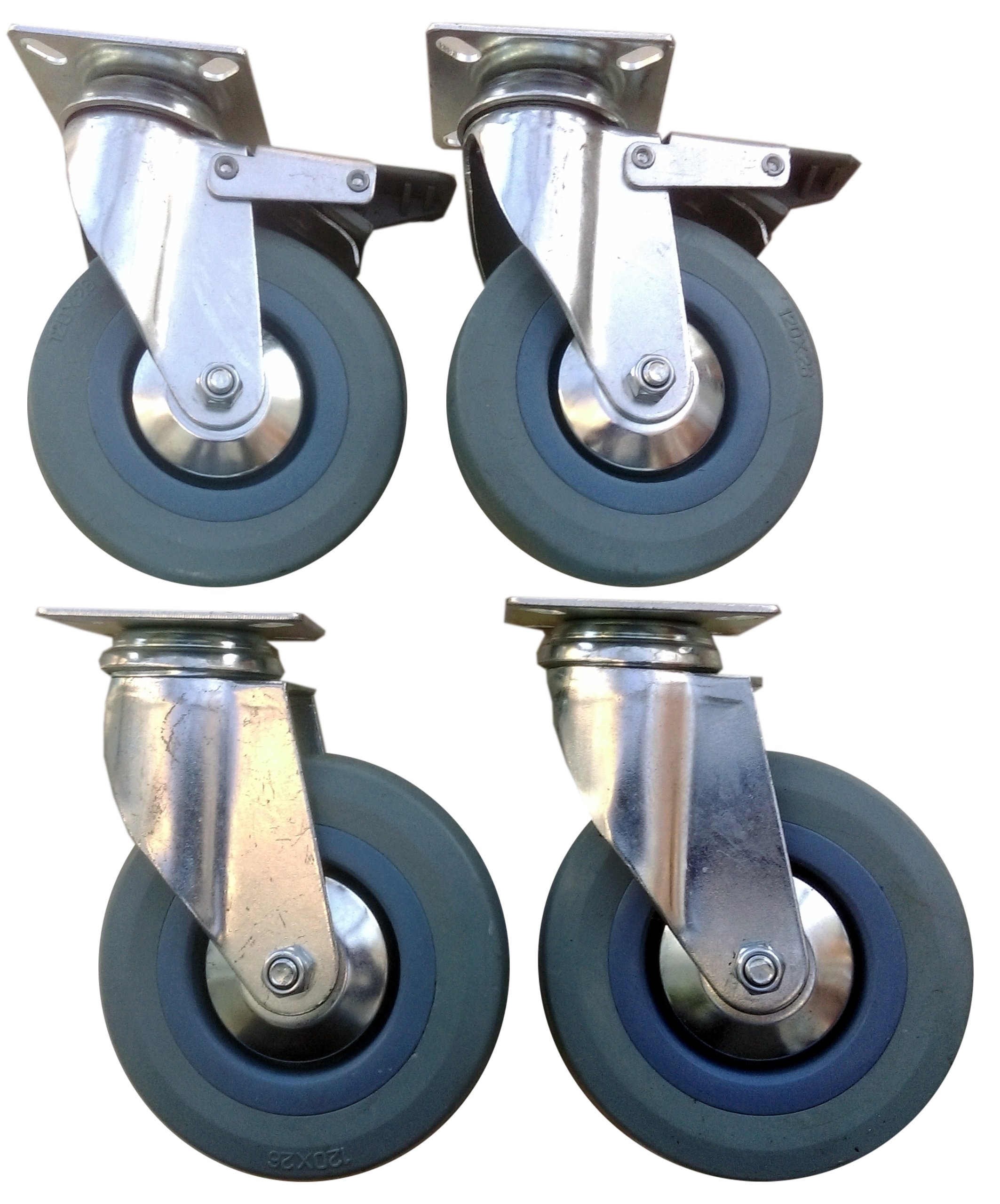 

Zestaw kół 120 mm 4 szt szare 320 Kg hamulec kółka