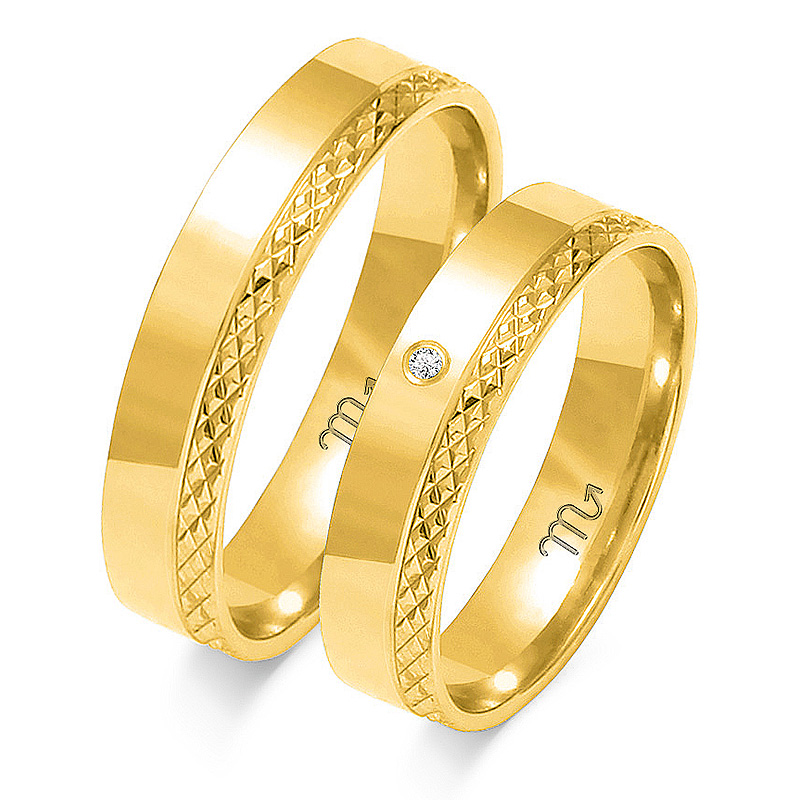 Zlaté snubní prsteny 14K s briliantem Premium OE-199Z