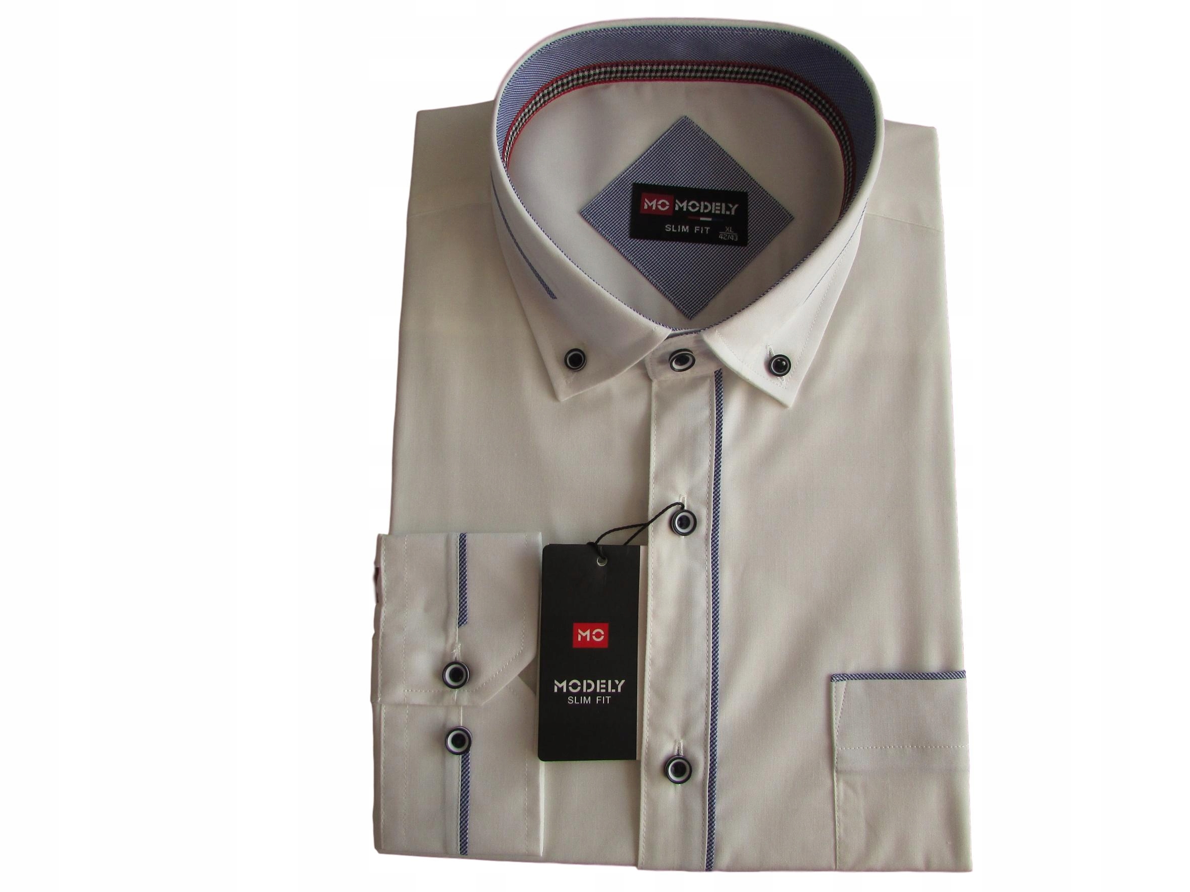 

Koszula długi rękaw lekki slim fit ecru krem 40/41