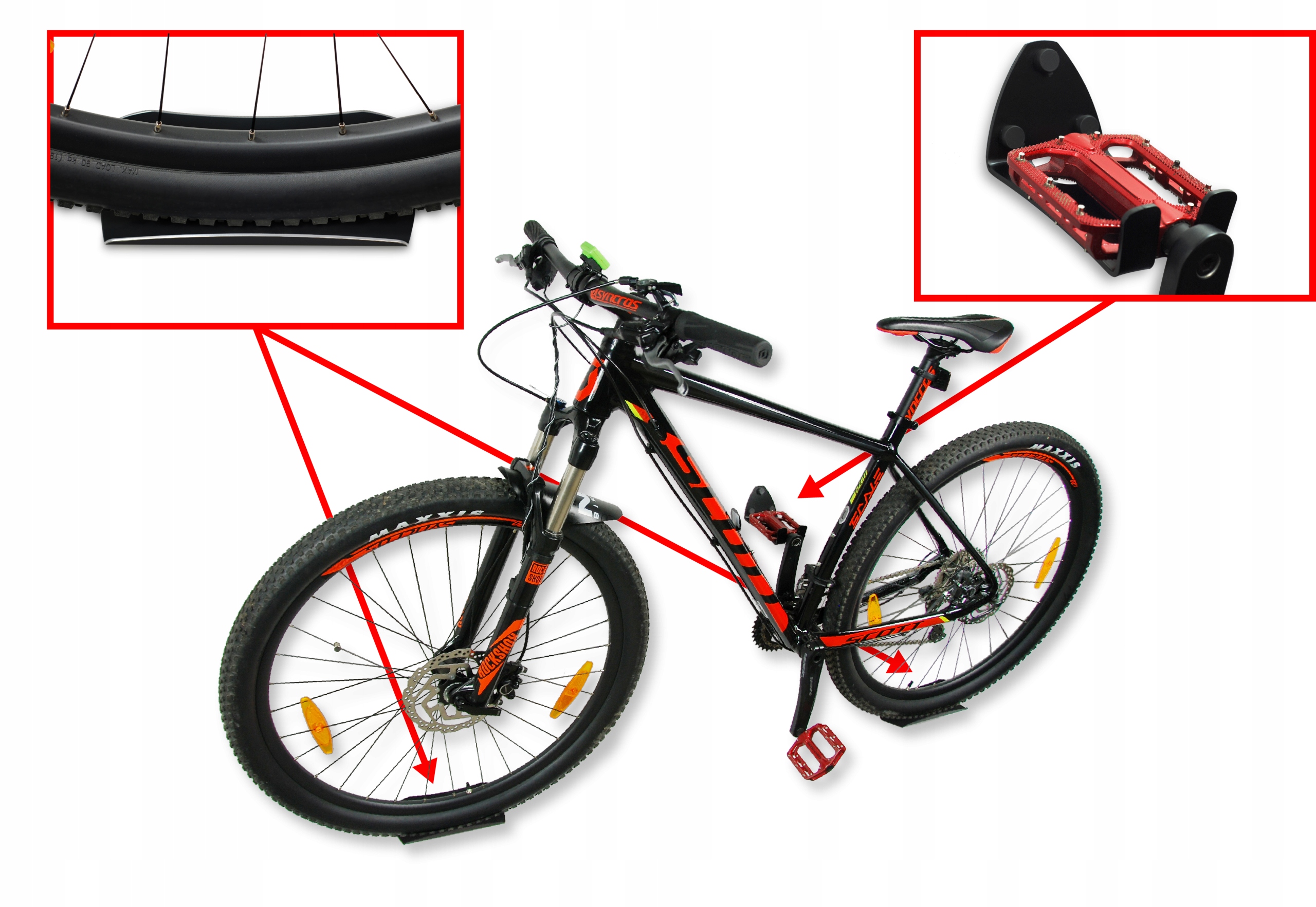 WIESZAK NA ROWER ZA PEDAŁ UCHWYT WS00 KOLORY Materiał wykonania regału metalowy