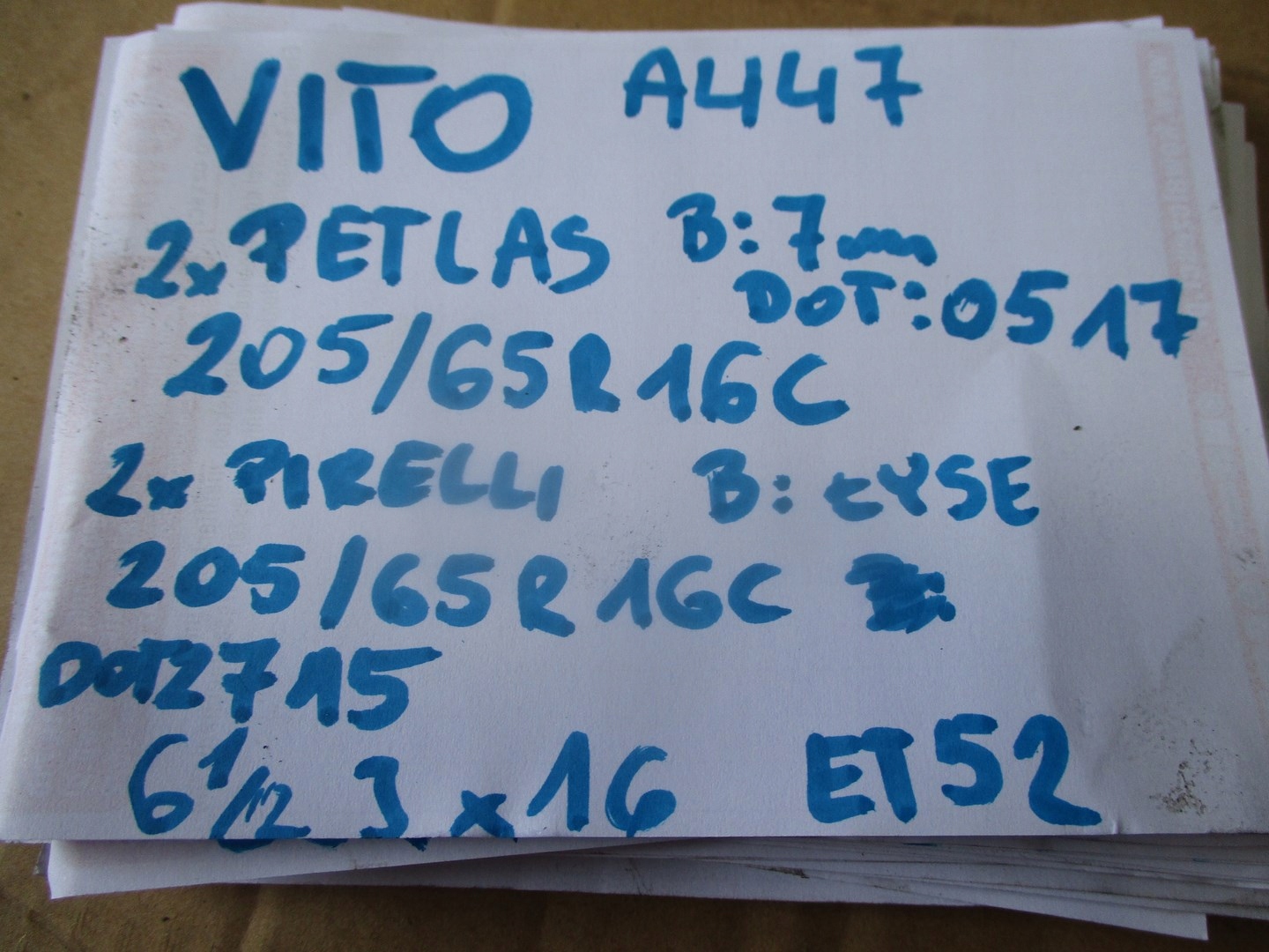 Koła felgi opony stalowe Mercedes VITO VIANO R16 Rodzaj opon Letnie