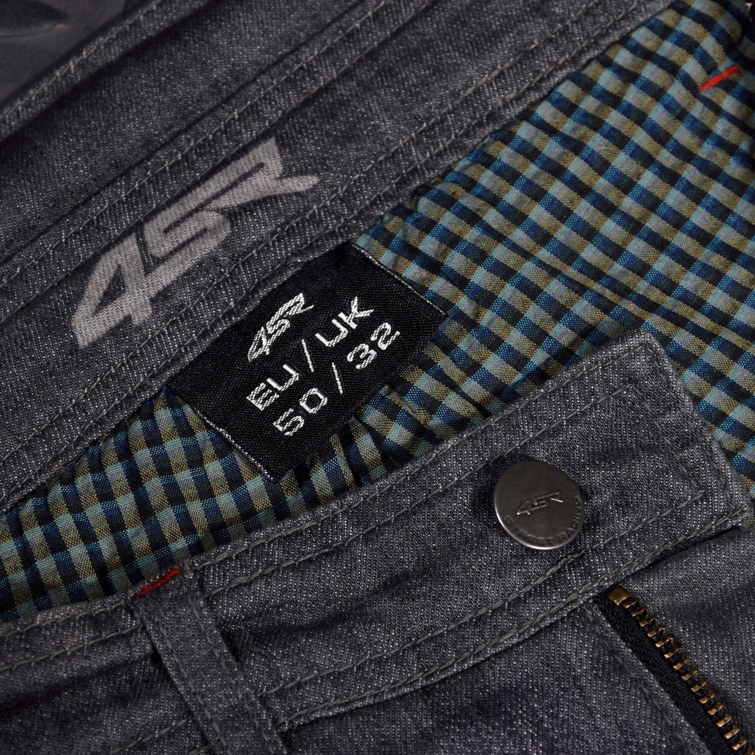 4SR COOL GREY SPODNIE MOTOCYKLOWE JEANSOWE 54 Materiał jeans