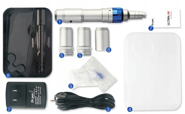 Dr Pen Ultima A6 Dermapen bezprzewodowy + 10kart Zasilanie akumulatorowe bateryjne