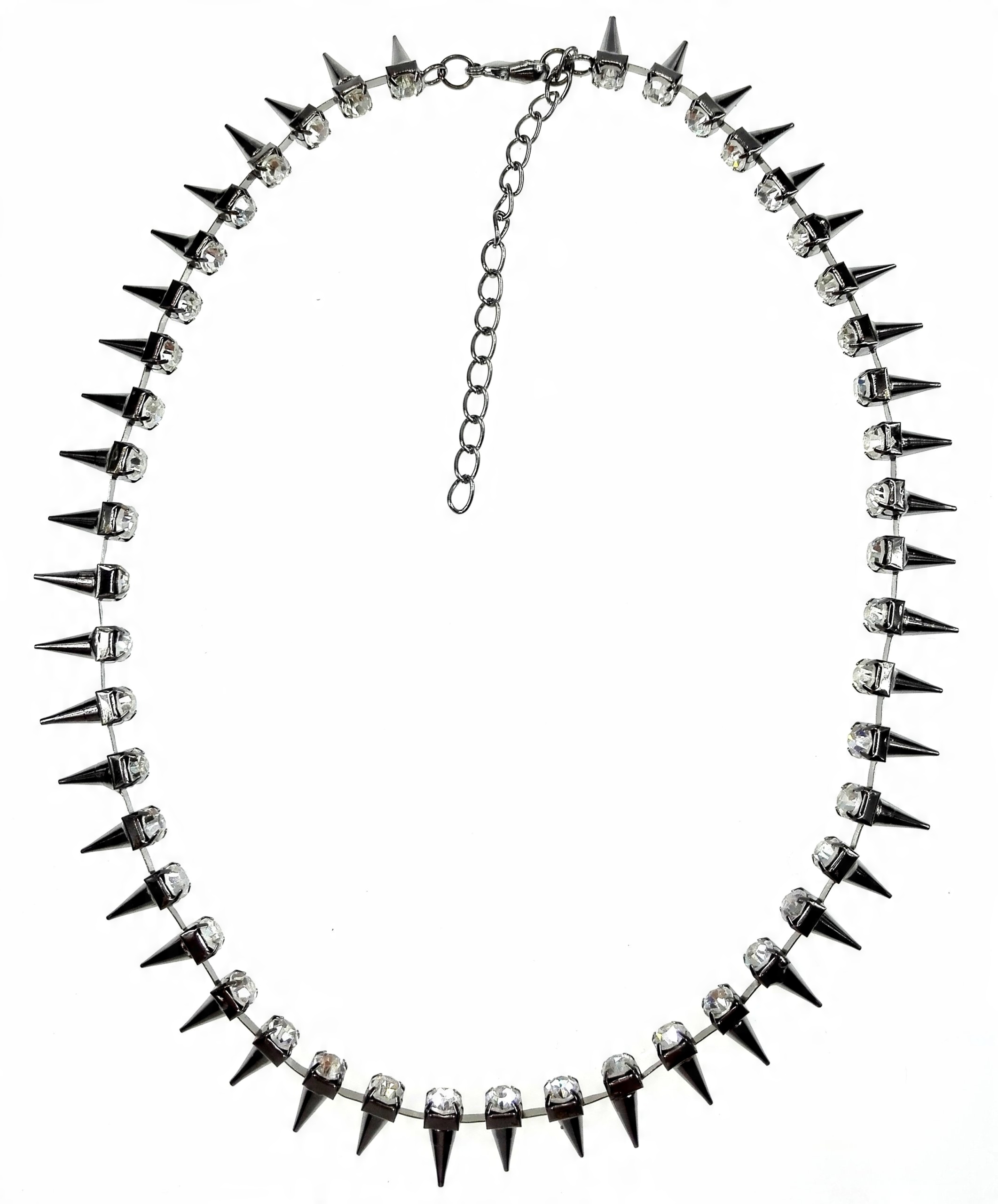 

Naszyjnik czarny kolce choker cyrkonie