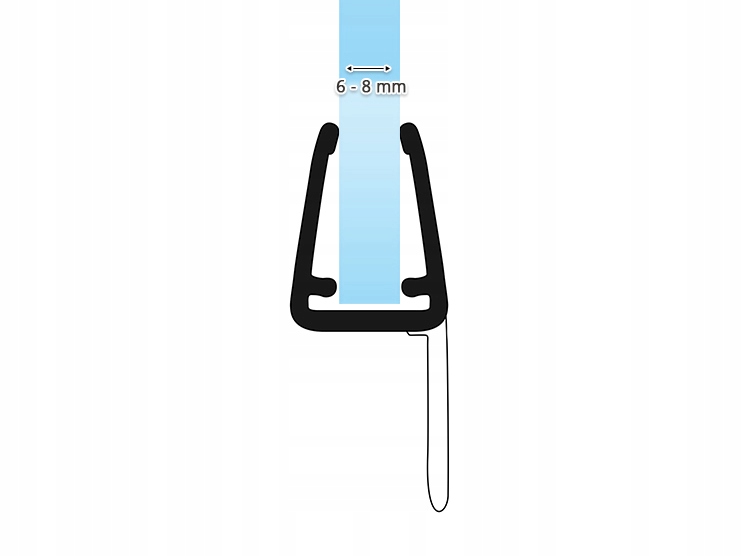 Uszczelka Kabiny Prysznicowej UK27 Na Szybę 6-8mm Rodzaj uszczelka