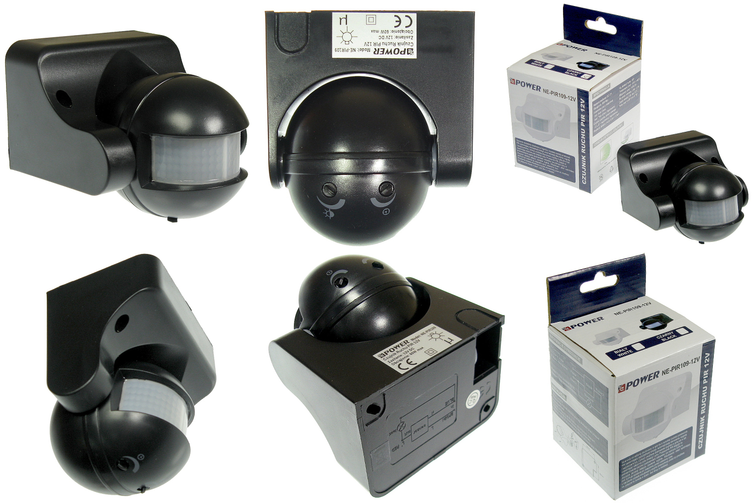 CZUJNIK RUCHU CZUJKA 12V PIR 180st ZMIERZCHOWY LED czarny EAN (GTIN) 5906288904540