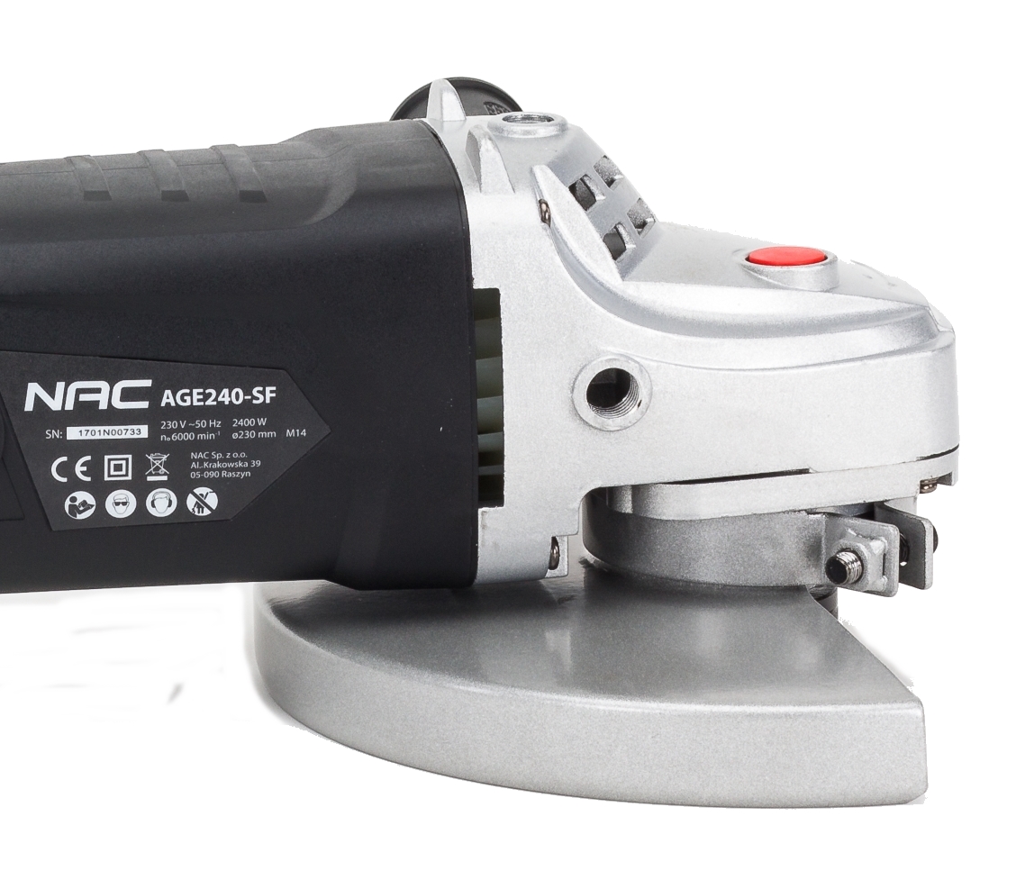 Угловая шлифовальная машина NAC AGE240-SF 2400W 230mm дополнительная информация мягкая загрузка