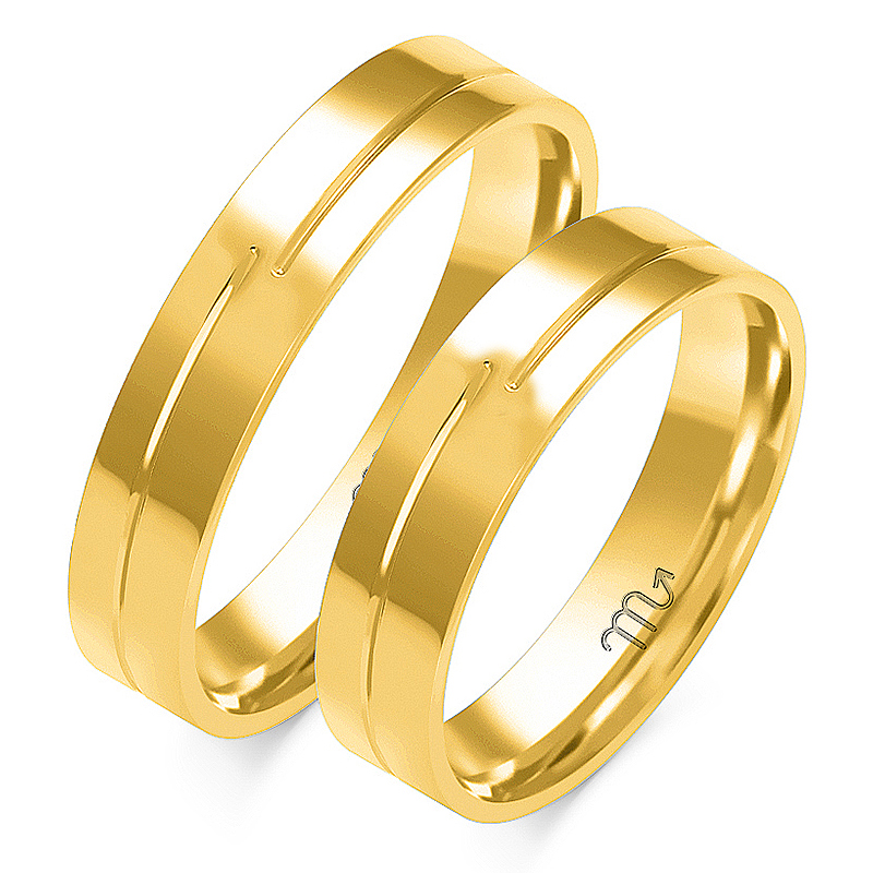 Zlaté 14K Svatební Prsteny 4,5mm id O-80Z