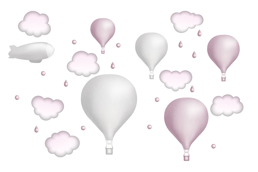 

Naklejka ścienna Balony cieniowane chmurki kropki