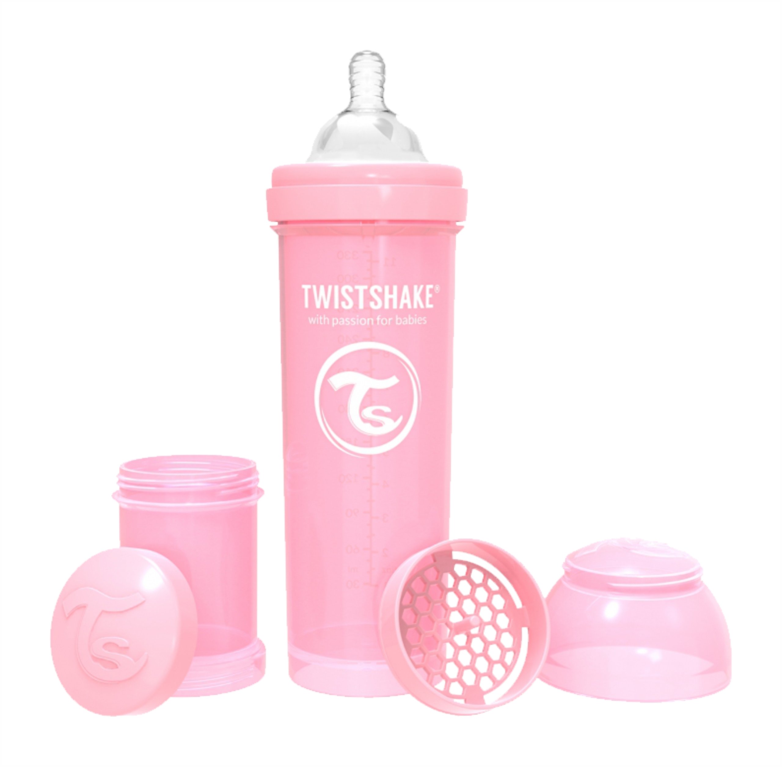 

TwistShake Butelka antykolkowa 330ml róż 4m+