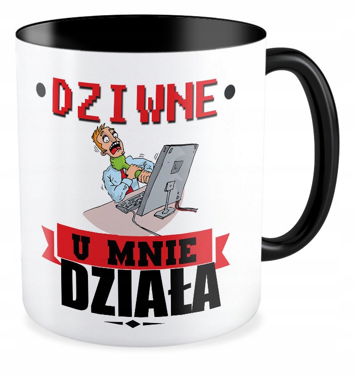

Kubek czarny Informatyka Dziwne U Mnie Działa
