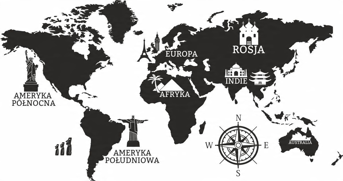 

Naklejki Ścienne Na Ścianę, Mapa Świata 237 250cm