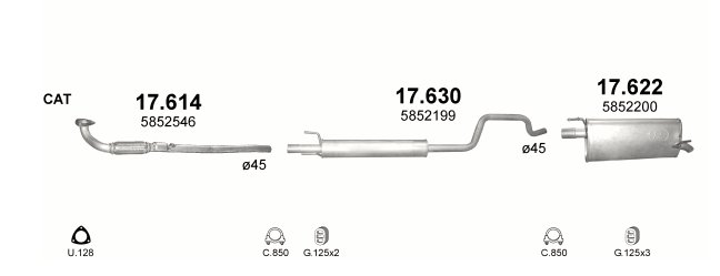 TŁUMIK ŚRODKOWY OPEL MERIVA 17.630 Producent części Polmostrów