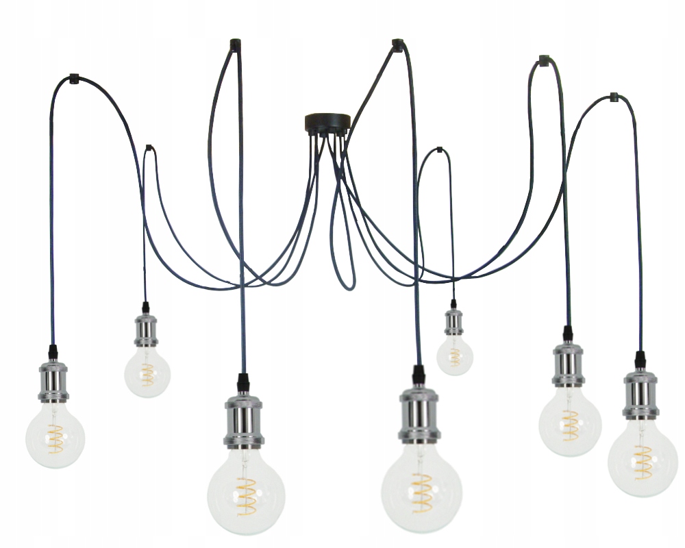 Závěsná Lampa Pavouk 7 Retro Rám Chrom Stříbrná