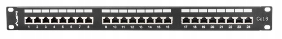 PATCH PANEL 24 port kat 6 FTP czarny RACK Patchpanel 19" 1U LSA ekaranowany Kod producenta PPS6-1024-B