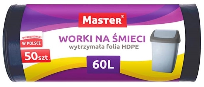 

Worki Na Śmieci 60L 50 Szt. Foliowe Hdpe