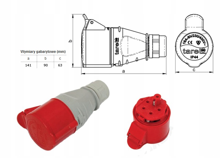 

Gniazdo siłowe przenośne 16A/5p/400V 084498