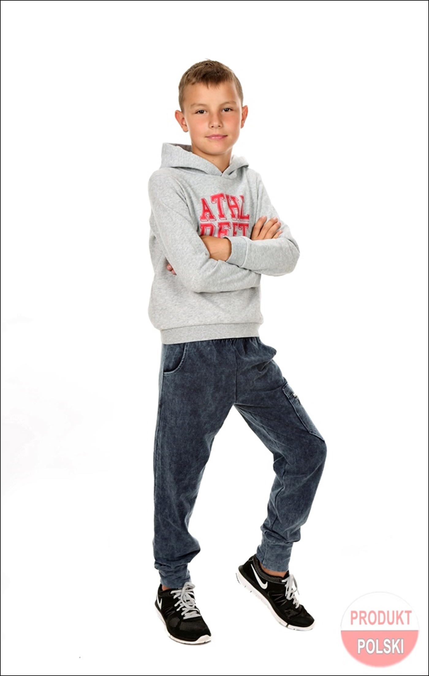 JOGGERY MODNE SPODNIE DRESOWE CHŁOPIEC 146 cm MOKO Kolor niebieski