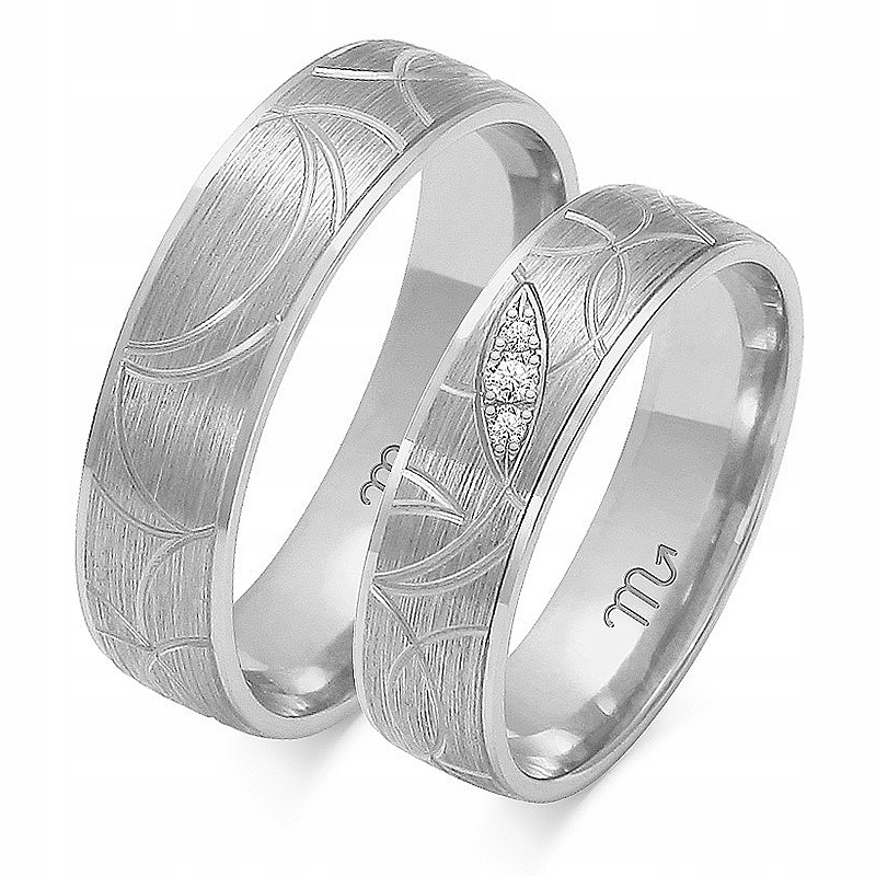 Zlaté snubní prsteny Zirkon OP-22 Exkluzivní Model Bílé zlato