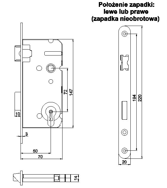 ZAMEK WPUSZCZANY PRZEMYSŁOWY 72/50 TOALETA WC Z7B Liczba kluczy w zestawie brak