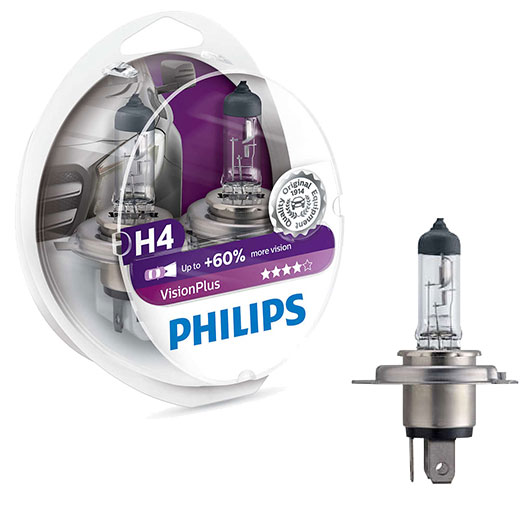 

Philips Żarówki H4 VisionPlus +60% Więcej Światła
