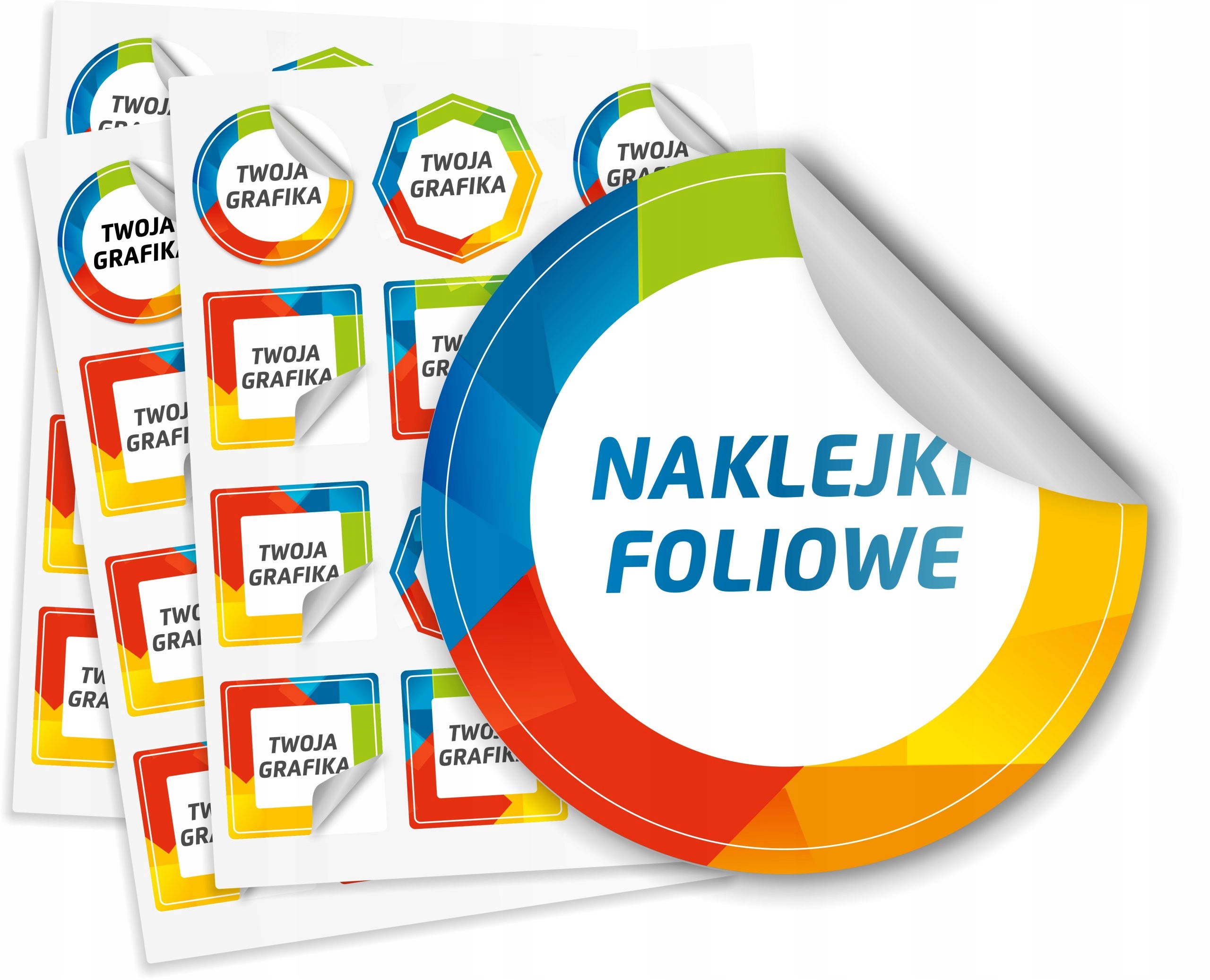 NAKLEJKI ETYKIETY SAMOPRZYLEPNE Z LOGO DRUK-CIĘCIE PO OBRYSIE 1m2