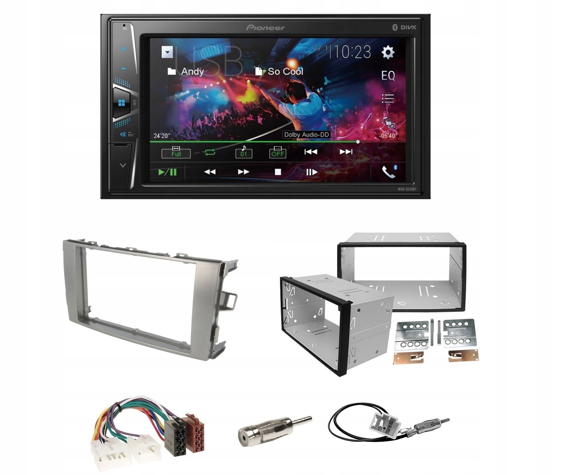 Pioneer MVH-G210BT Bluetooth autorádio MP3 Toyota Auris rámček
