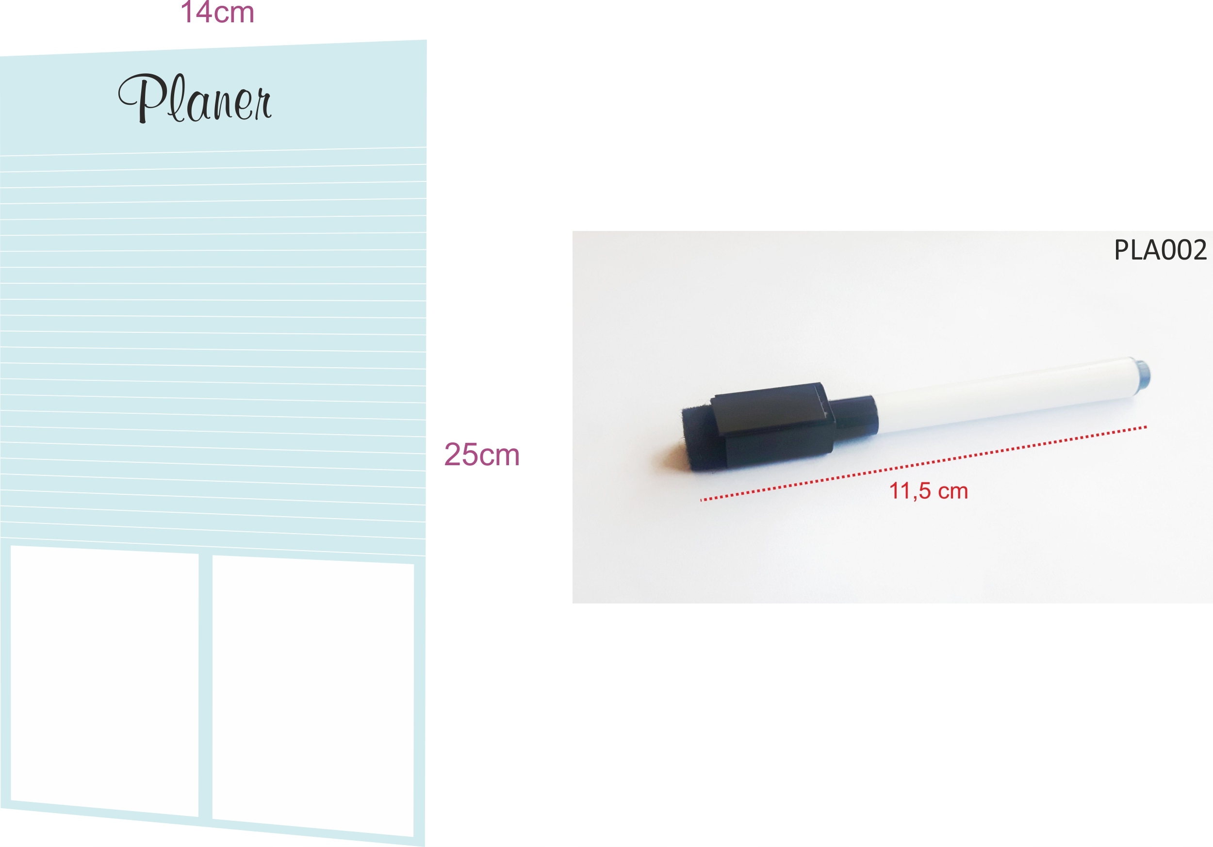 

Planer magnetyczny 14x25cm + Pisak Czarny PLA002