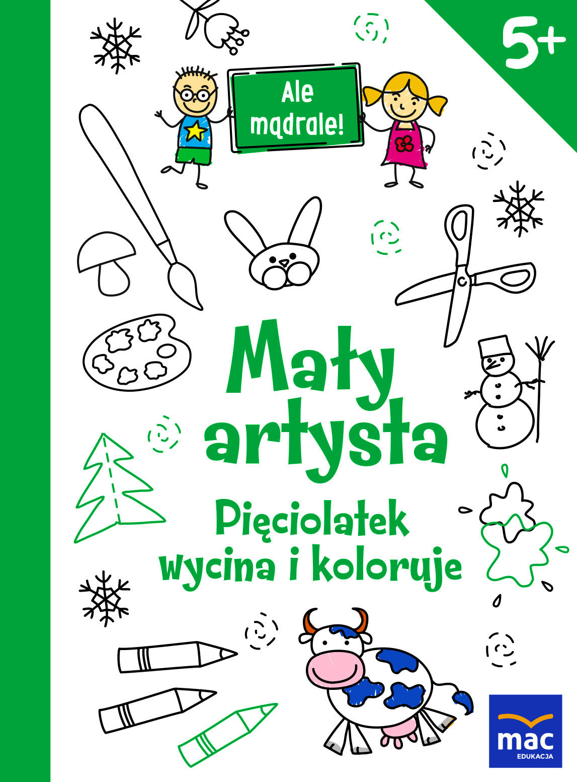 

Mały artysta Pięciolatek wycina i koloruje