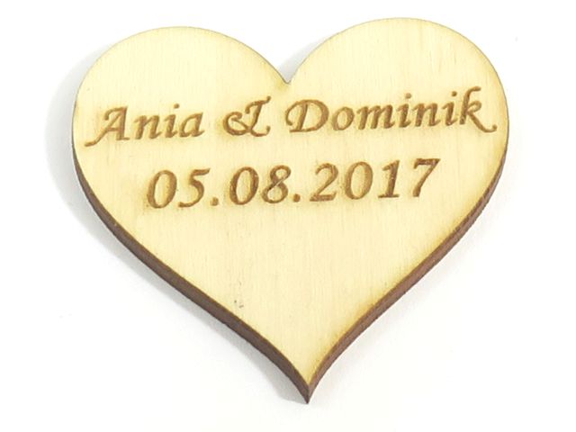 

Serce 5x5cm z Imionami i Datą Na Ślub Na Stół OO93
