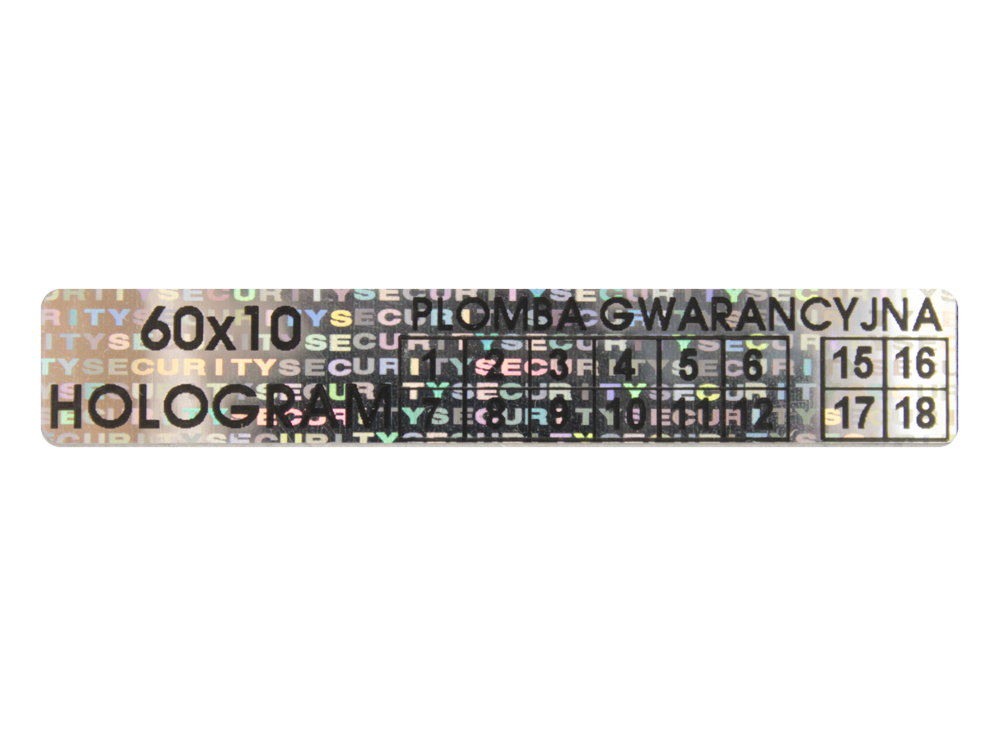 

Plomby Gwarancyjne Stickery 60x10 Hologram 250SZT