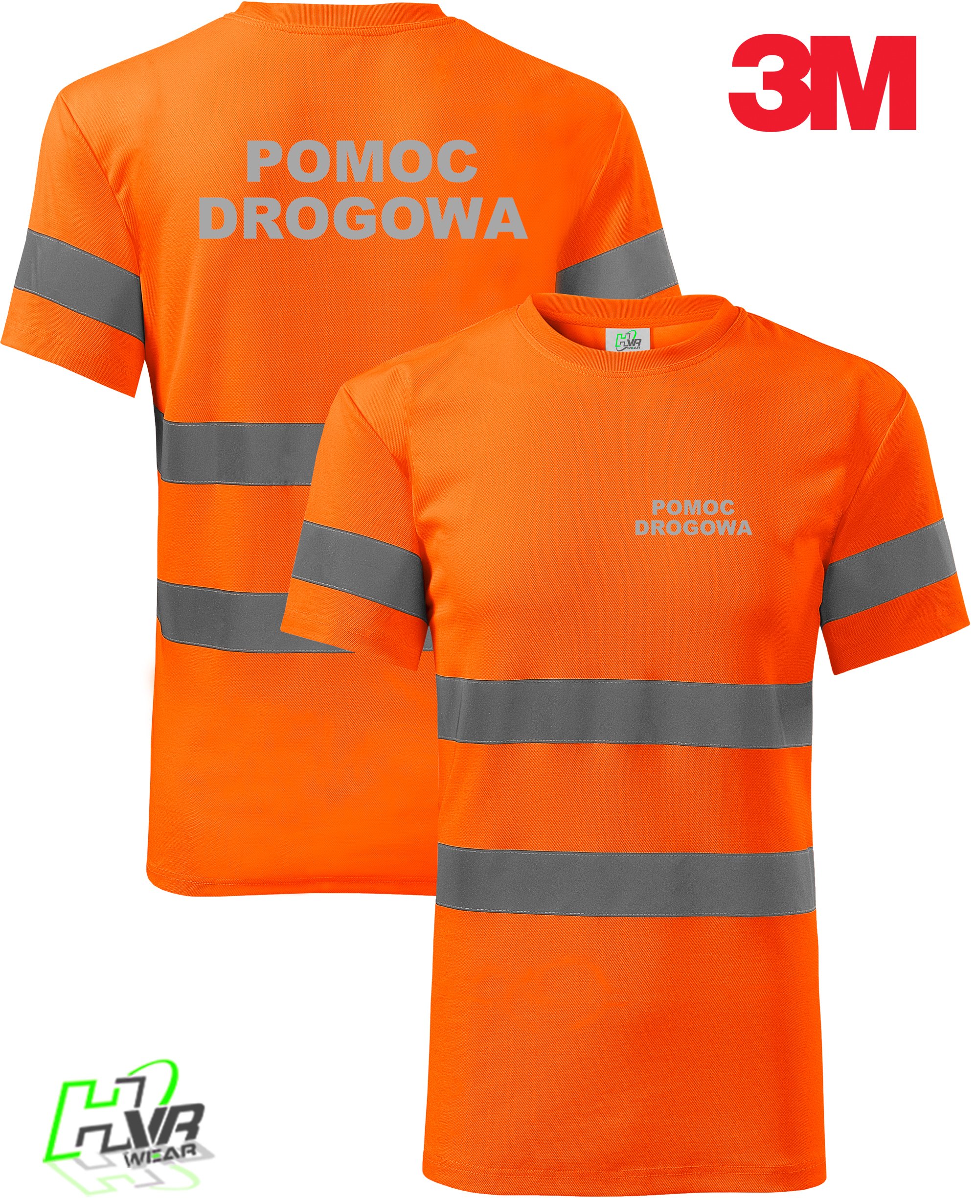 ODBLASKOWA KOSZULKA Z NADRUKIEM POMOC DROGOWA 3M Model Koszulka odblaskowa z nadrukiem POMOC DROGOWA