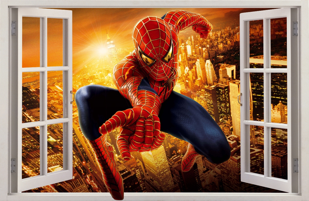 SAMOLEPKY NA STENU Okno SPIDERMAN 64 70x46 cm