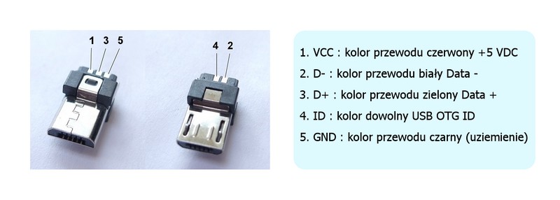 CZARNY WTYK WTYCZKA MĘSKA MICRO USB MICROUSB 5PIN Marka Inna