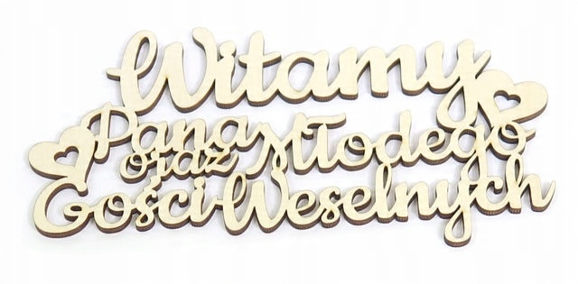 

Ozdoba Sklejka Witamy Pana Młodego oraz ... WR30
