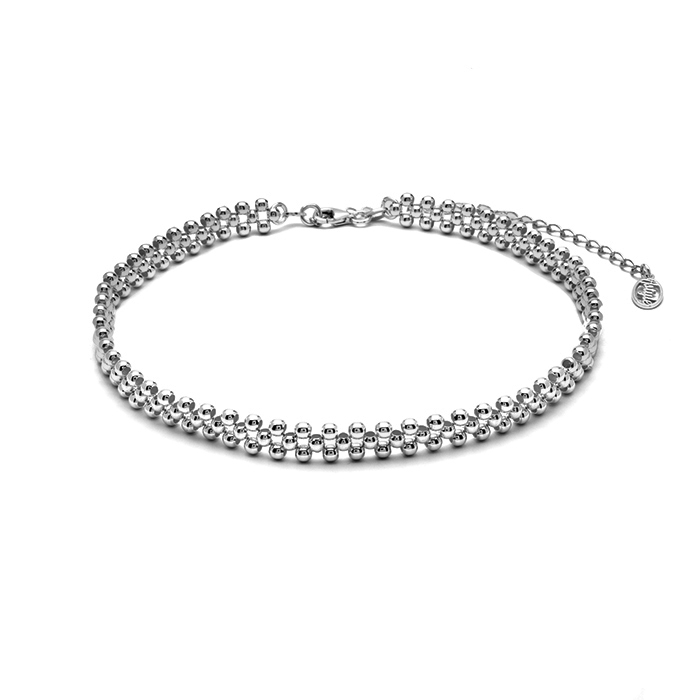 Choker z kuliček stříbrný, rhodiovaný
