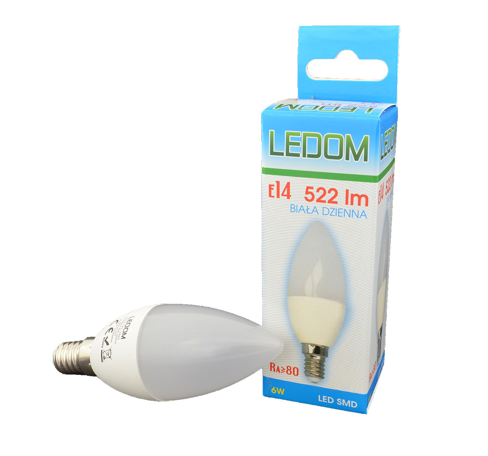 

Żarówka Led E14 6W 522lm świeczka dzienna Ledom