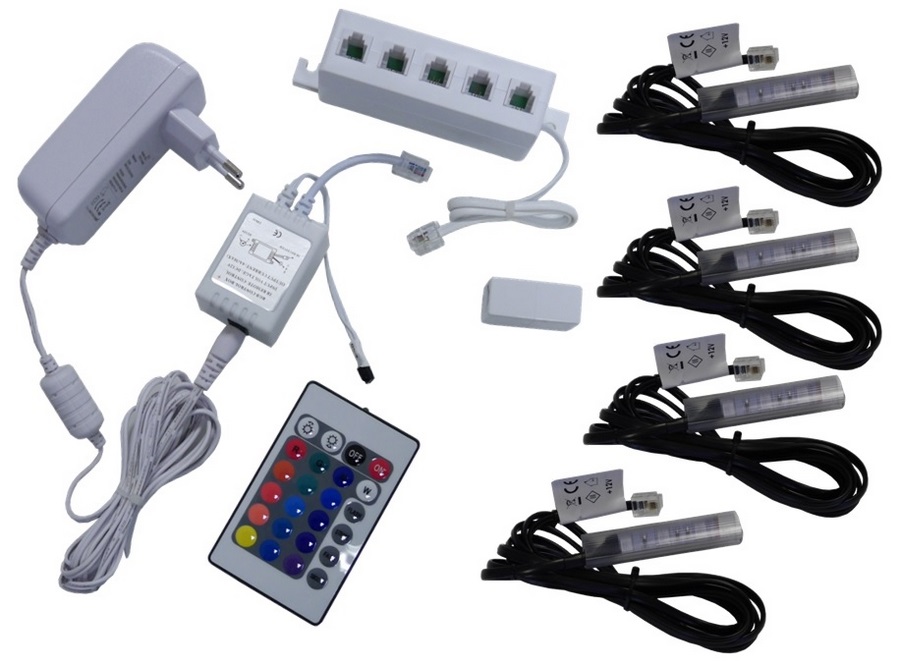 

4x klipsy Led Rgb do półek szyb klips Komplet