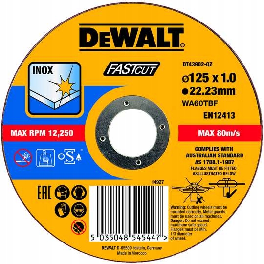 

Dewalt DT43902 Tarcza Do Metalu 125x1,0mm Fast Cut