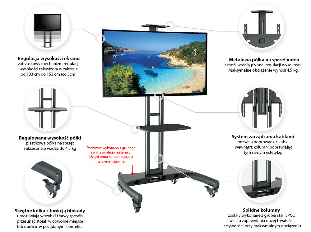 STOJAK STAND WÓZEK STATYW PODSTAWA NA TV MONITOR Marka inny