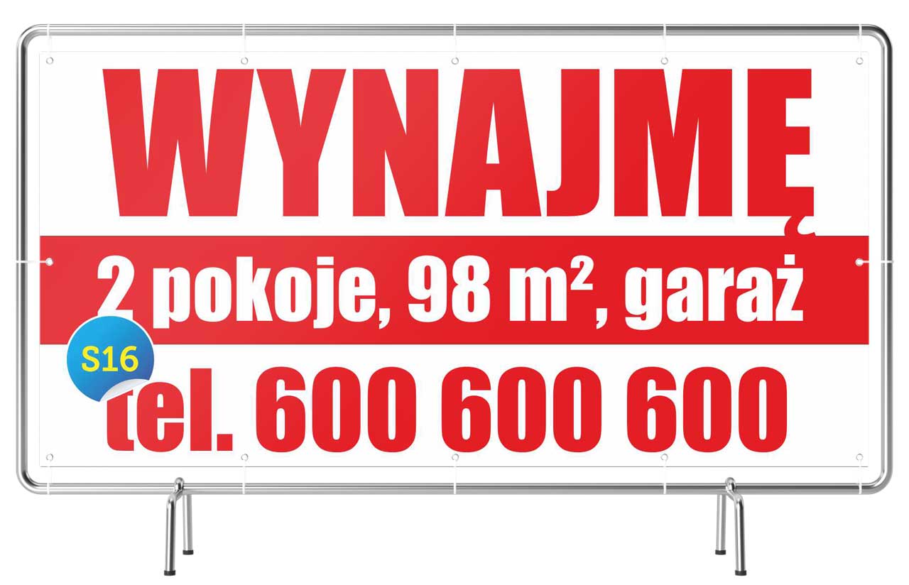 

Solidny Baner 2x1m Wynajmę DOM/Działkę/Mieszkanie