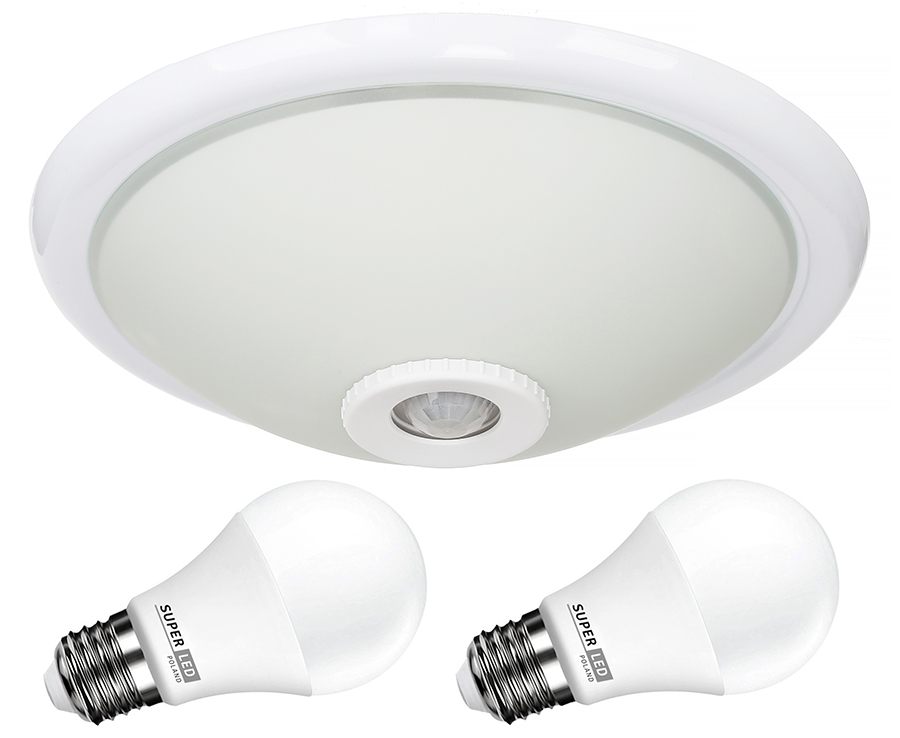 

Oprawa Plafon z czujnik ruchu + 2x Led E27 = 20W