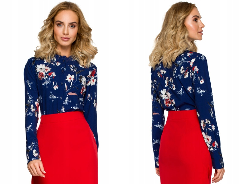 

Bluzka koszulowa w Kwiaty zapinana 44 XXL