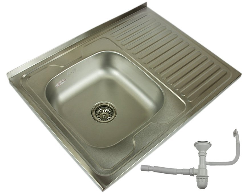 ZLEWOZMYWAK ZLEW STALOWY JEDNOKOMOROWY SATYNA 80CM Linia LAZUR EXCLUSIVE SINK