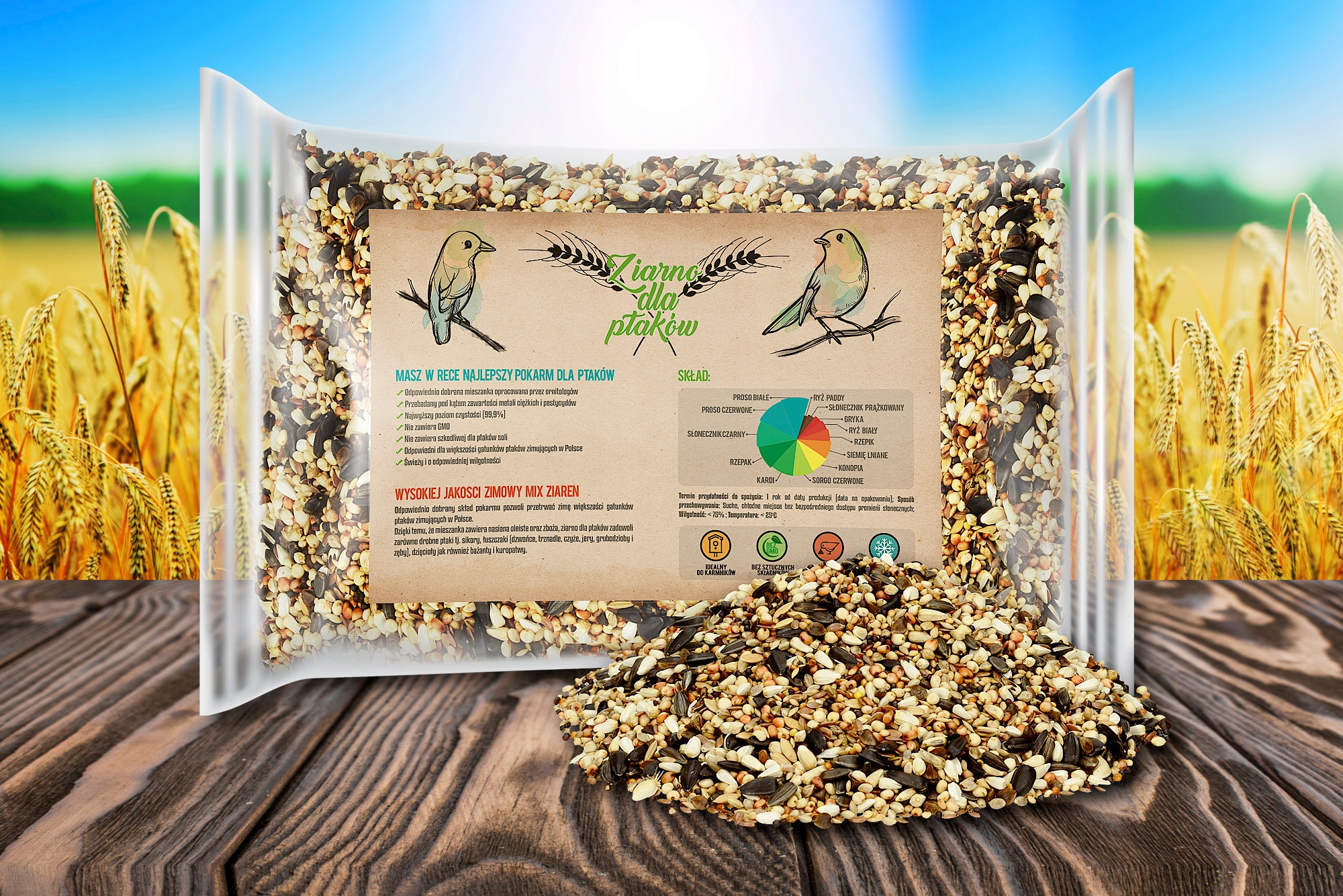 ZIARNO POKARM KARMA MIESZANKA ZBOŻE DLA PTAKÓW GOŁĘBI NA ZIMĘ 5KG Rodzaj mieszanka