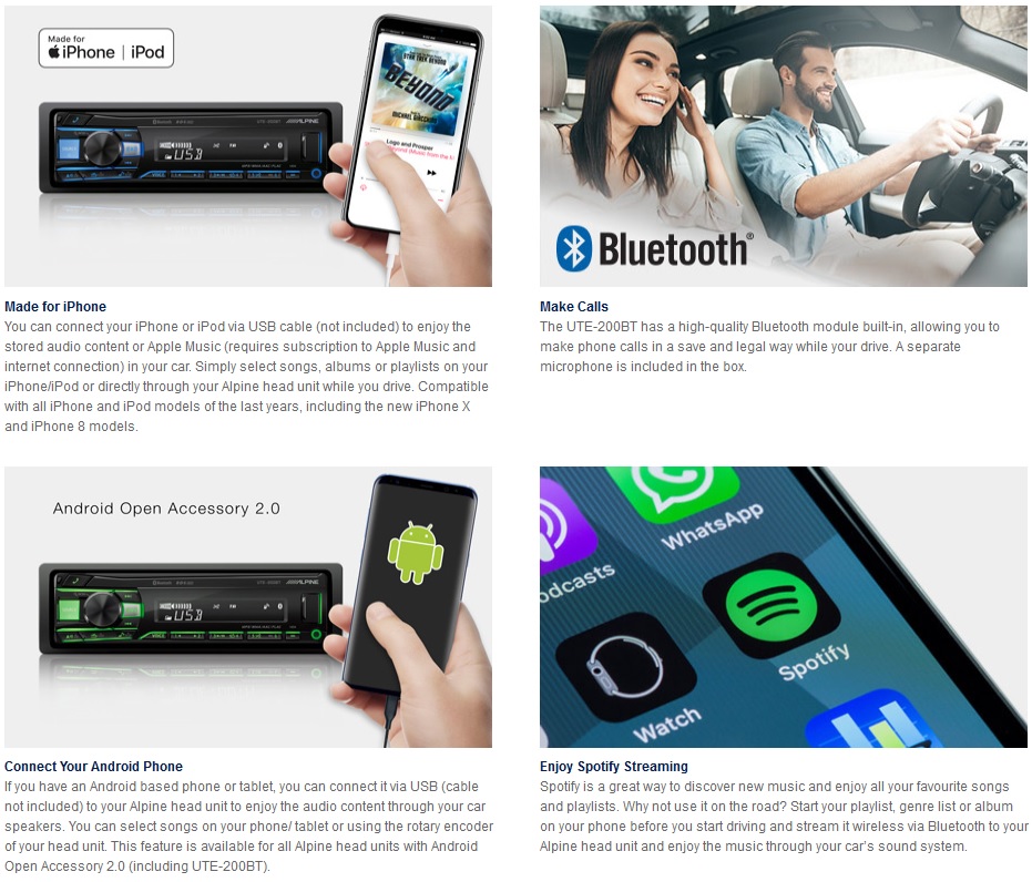 Alpine Autoradio UTE-204DAB 1 DIN DAB+ Bluetooth